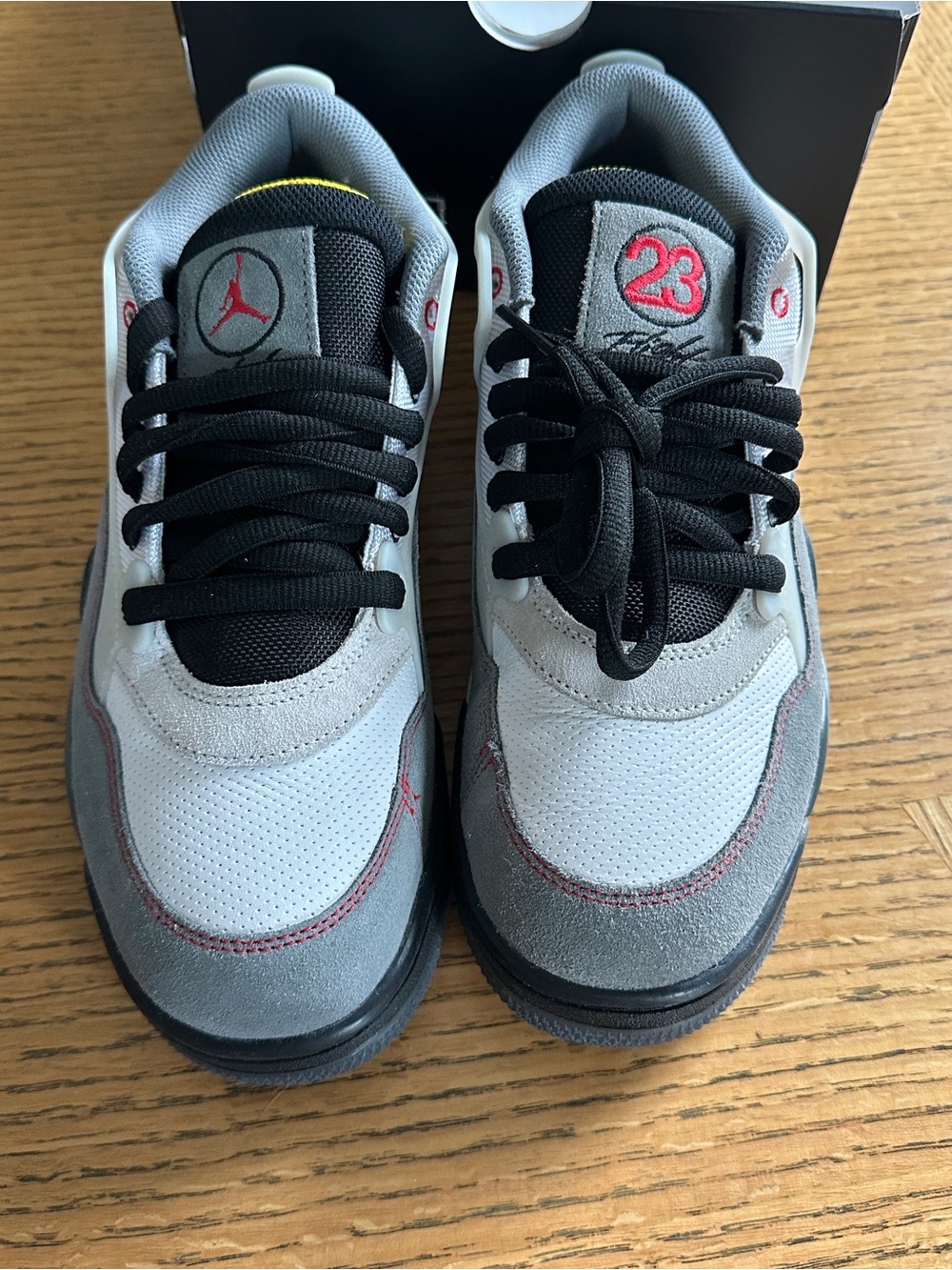 Air Jordan 4 Men's Sneakers in Grey, Black and Red Accent